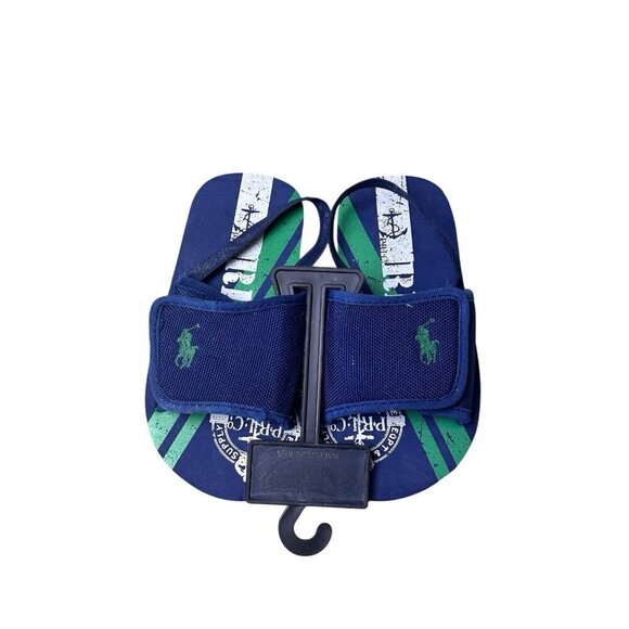 Polo Ralph Lauren Kids Shoes 9 Slide w/ Strap Slip On Sandals Blue - Picture 1 of 16